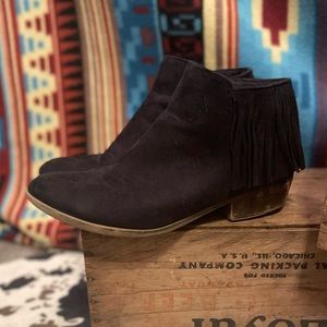 Black Fringe Booties